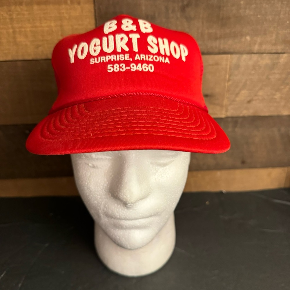 B&B Yogurt Shop Red Trucker Hat Surprise Arizona Vintage Mesh Strapback